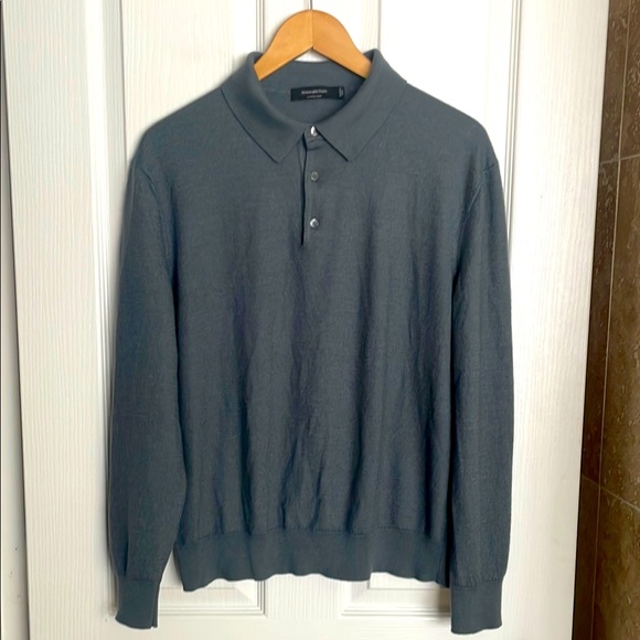 Ermenegildo Zegna - Slate Gray Cashmere Polo Sweater - Picture 1 of 3